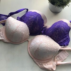 Lot of 2 Victoria secret lace push up bras 36DD